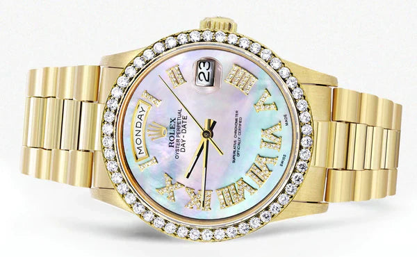 Rolex Day-Date Presidential | Model 18238 | 18K Yellow Gold | 36MM | Diamond Bezel | Light Mother of Pearl Diamond Roman