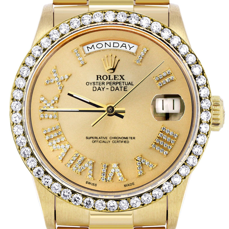 Rolex Day-Date | Presidential | Model 18238 | 18K Yellow Gold | Diamond Bezel | Gold Diamond Roman
