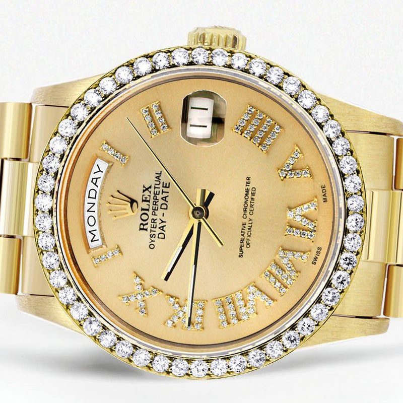 Rolex Day-Date | Presidential | Model 18238 | 18K Yellow Gold | Diamond Bezel | Gold Diamond Roman