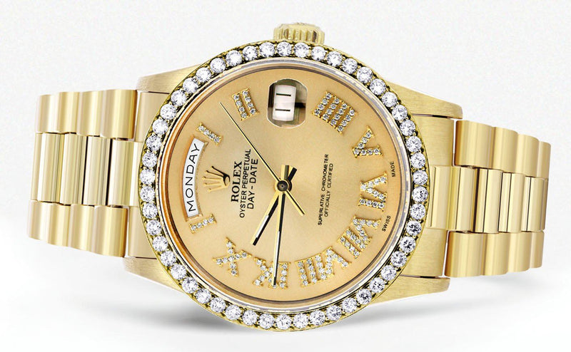 Rolex Day-Date | Presidential | Model 18238 | 18K Yellow Gold | Diamond Bezel | Gold Diamond Roman