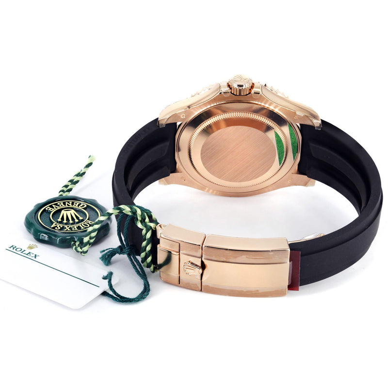 Rolex Yacht Master | 18K Rose Gold | Rubber Strap | Custom Sapphire & Diamond Bezel | 40 MM