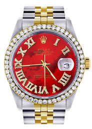 Womens Rolex Datejust Watch 16233 for Men  | 36Mm | Diamond Red Roman Dial | Jubilee Band