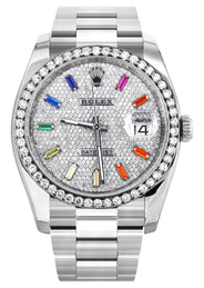 116200 | Rolex Datejust Watch | 36Mm | Color Baguettes Dial | Oyster Band