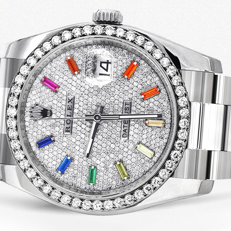116200 | Rolex Datejust Watch | 36Mm | Color Baguettes Dial | Oyster Band