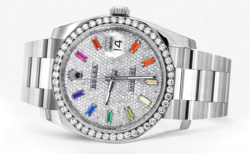 116200 | Rolex Datejust Watch | 36Mm | Color Baguettes Dial | Oyster Band