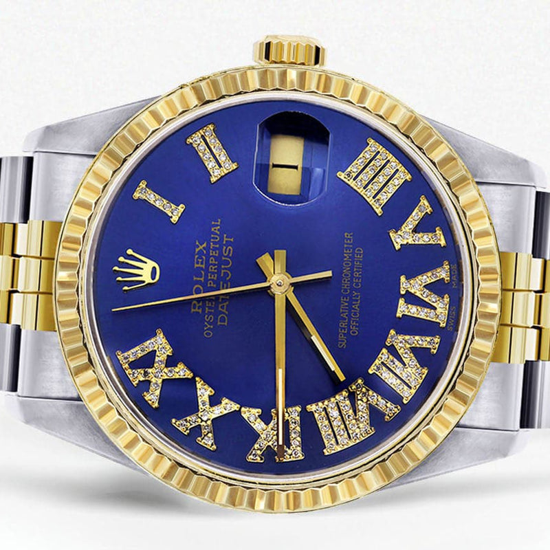 Mens Rolex Datejust Watch 16233 Two Tone | 36Mm | Royal Blue Roman Dial | Jubilee Band