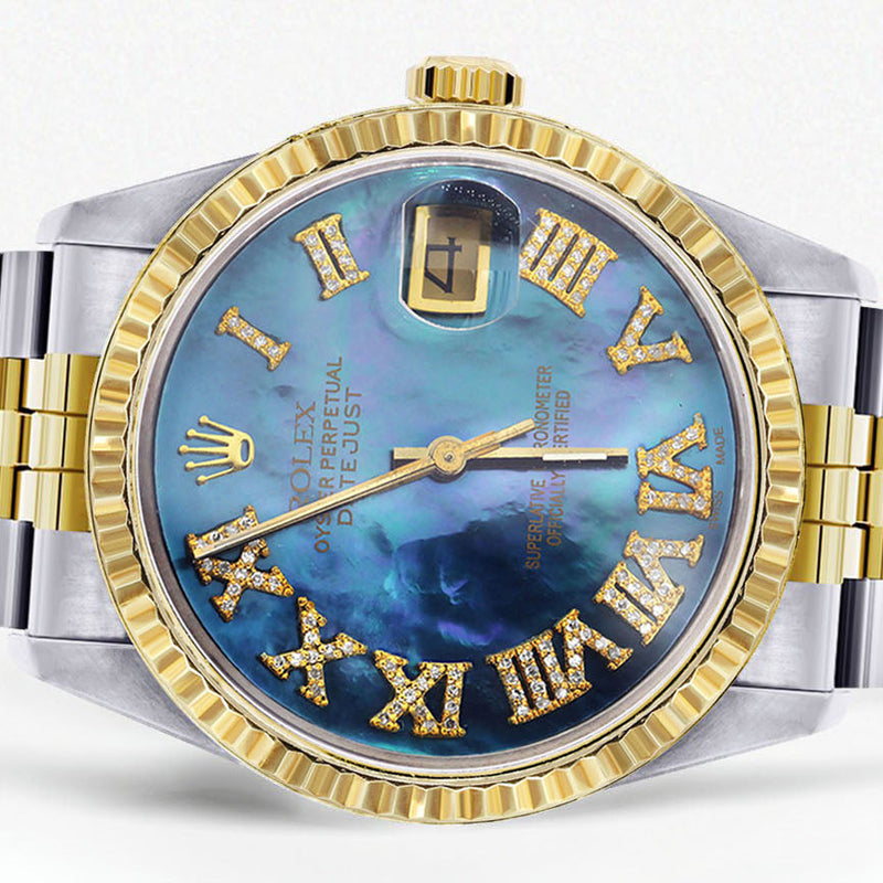 Womens Rolex Datejust Watch 16233 Two Tone | 36Mm | Blue Mother of Pearl Dial | Fluted Bezel | Jubilee Band