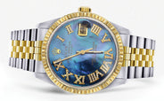 Womens Rolex Datejust Watch 16233 Two Tone | 36Mm | Blue Mother of Pearl Dial | Fluted Bezel | Jubilee Band