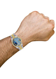 Mens Rolex Datejust Watch 16233 Two Tone | Fluted Bezel | 36Mm | Blue Mother of Pearl Dial | Jubilee Band
