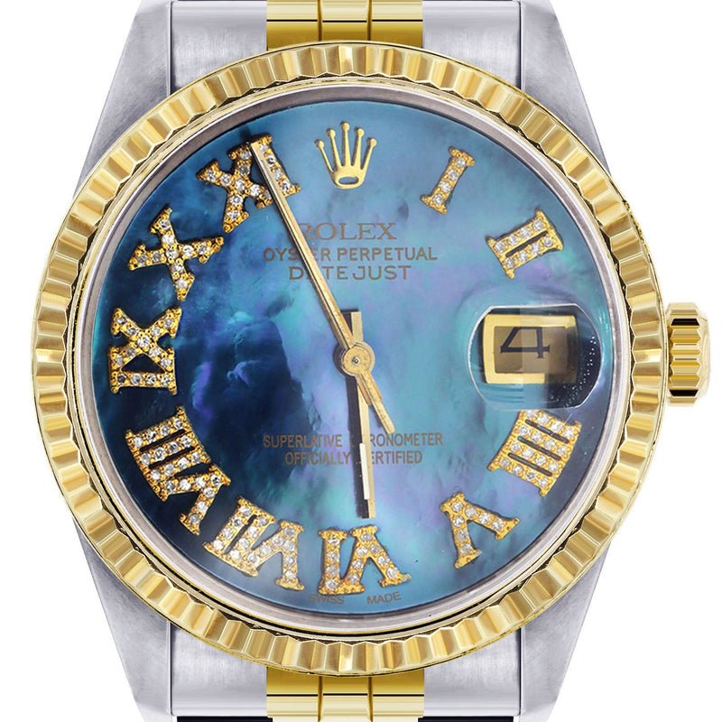 Womens Rolex Datejust Watch 16233 Two Tone | 36Mm | Blue Mother of Pearl Dial | Fluted Bezel | Jubilee Band