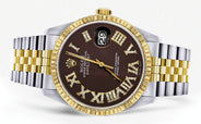 Womens Rolex Datejust Watch 16233 Two Tone | 36Mm | Chocolate Roman Dial | Fluted Bezel | Jubilee Band