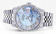 Mens Rolex Datejust Watch 16200 | Fluted Bezel | 36Mm | Mother of Pearl Roman Numeral Dial | Jubilee Band