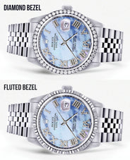 Womens Rolex Datejust Watch 16200 | 36Mm | Blue Mother Of Pearl Roman Numeral Dial | Jubilee Band