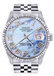 Womens Rolex Datejust Watch 16200 | Fluted Bezel | 36Mm | Mother of Pearl Roman Numeral Dial | Fluted Bezel | Jubilee Band