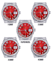 Diamond Mens Rolex Datejust Watch 16200 | 36Mm | Diamond Red Mother Of Pearl Roman Numeral Dial | Jubilee Band