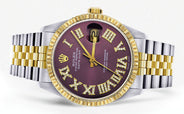 Womens Rolex Datejust Watch 16233 Two Tone | 36Mm | Purple Roman Dial | Fluted Bezel | Jubilee Band