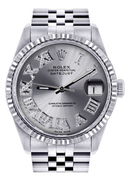 Mens Rolex Datejust Watch 16200 | Fluted Bezel | 36Mm | Silver Roman Numeral Dial | Jubilee Band