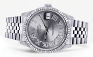 Mens Rolex Datejust Watch 16200 | Fluted Bezel | 36Mm | Silver Roman Numeral Dial | Jubilee Band
