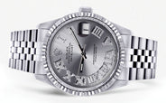 Womens Rolex Datejust Watch 16200  | 36Mm | Silver Roman Numeral Dial | Fluted Bezel | Jubilee Band