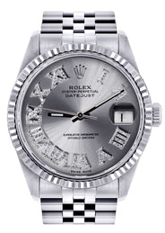 Womens Rolex Datejust Watch 16200  | 36Mm | Silver Roman Numeral Dial | Fluted Bezel | Jubilee Band