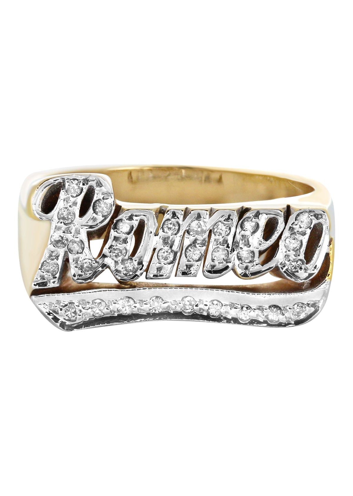 14K Diamond Gold Name Ring | Appx. 14.8 Grams
