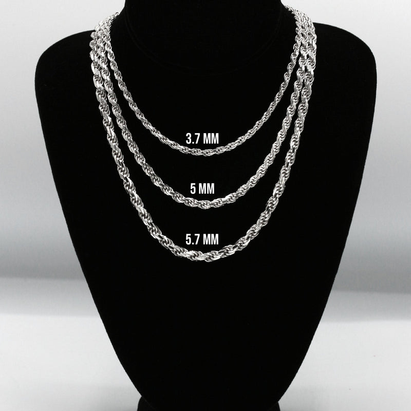 Silver Chain - Mens White Chain / Rope Chain