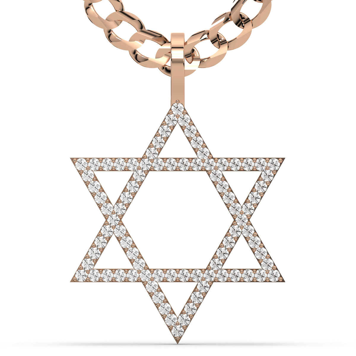 Men's VVS Lab Diamond Customizable Rose Gold Star of David Necklace Pendant
