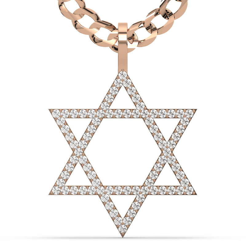 Men's VVS Lab Diamond Customizable Rose Gold Star of David Necklace Pendant