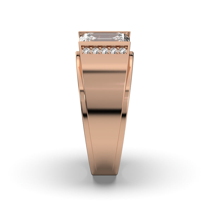 Men's Jewelry - Men's VVS Lab Diamond Emerald Cut Engagement Ring | Rose Gold