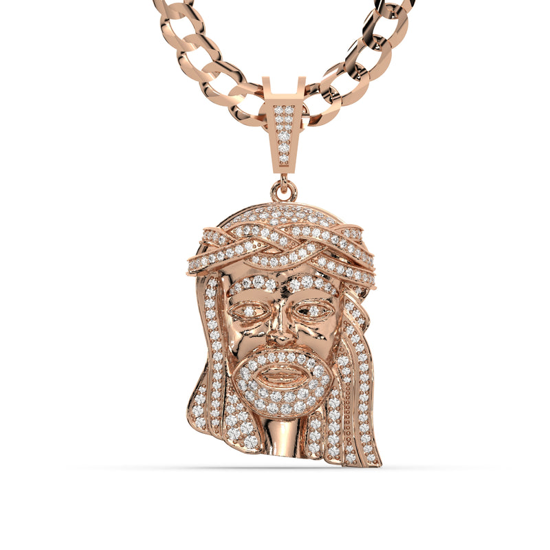 Men's Rose Gold VVS Lab Grown Diamond Customizable Jesus Necklace Pendant