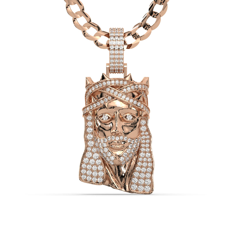 Men's Rose Gold VVS Lab Grown Diamond Customizable Jesus Necklace Pendant