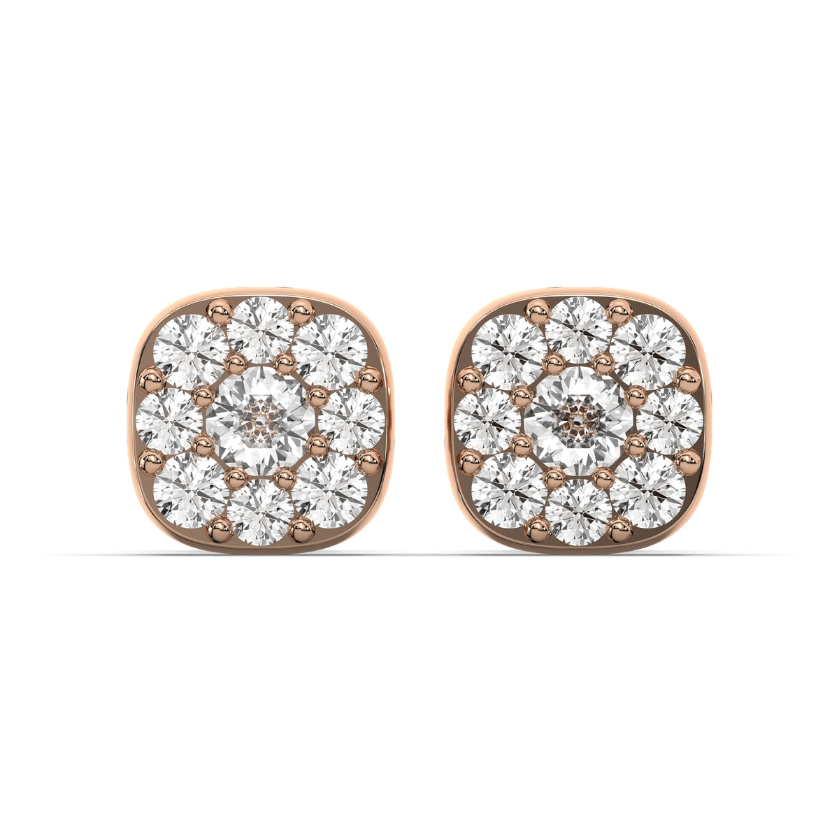 Men's Jewelry - VVS Lab Diamond Cluster Stud Earrings For Men | 14K Rose Gold