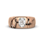 Men's Jewelry - Men's VVS Lab Diamond Oval Solitaire Engagement Ring |  Rose Gold