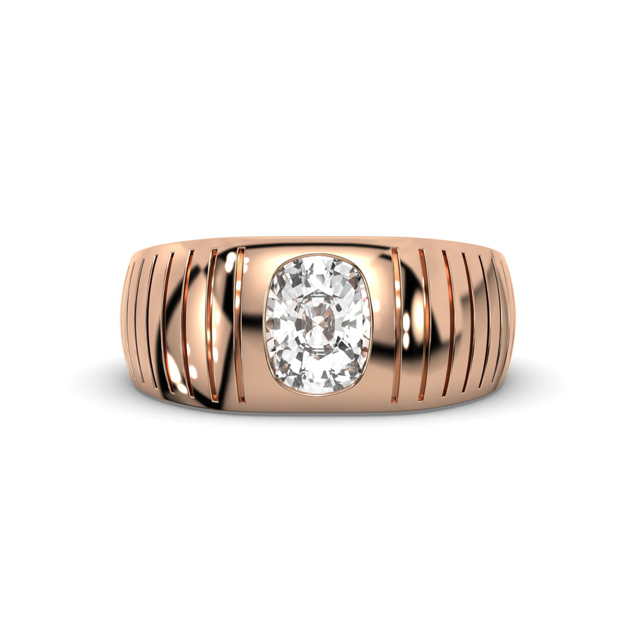 Men's Jewelry - Men's VVS Lab Diamond Oval Solitaire Engagement Ring |  Rose Gold