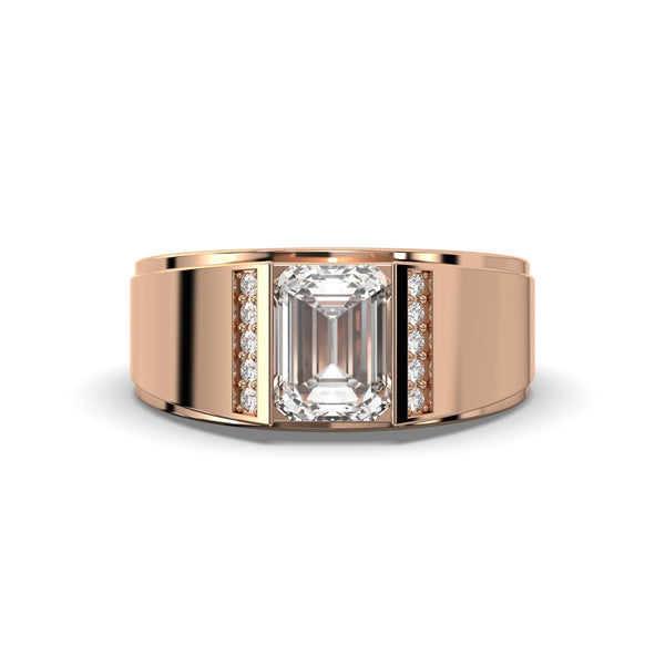 Men's Jewelry - Men's VVS Lab Diamond Emerald Cut Engagement Ring | Rose Gold
