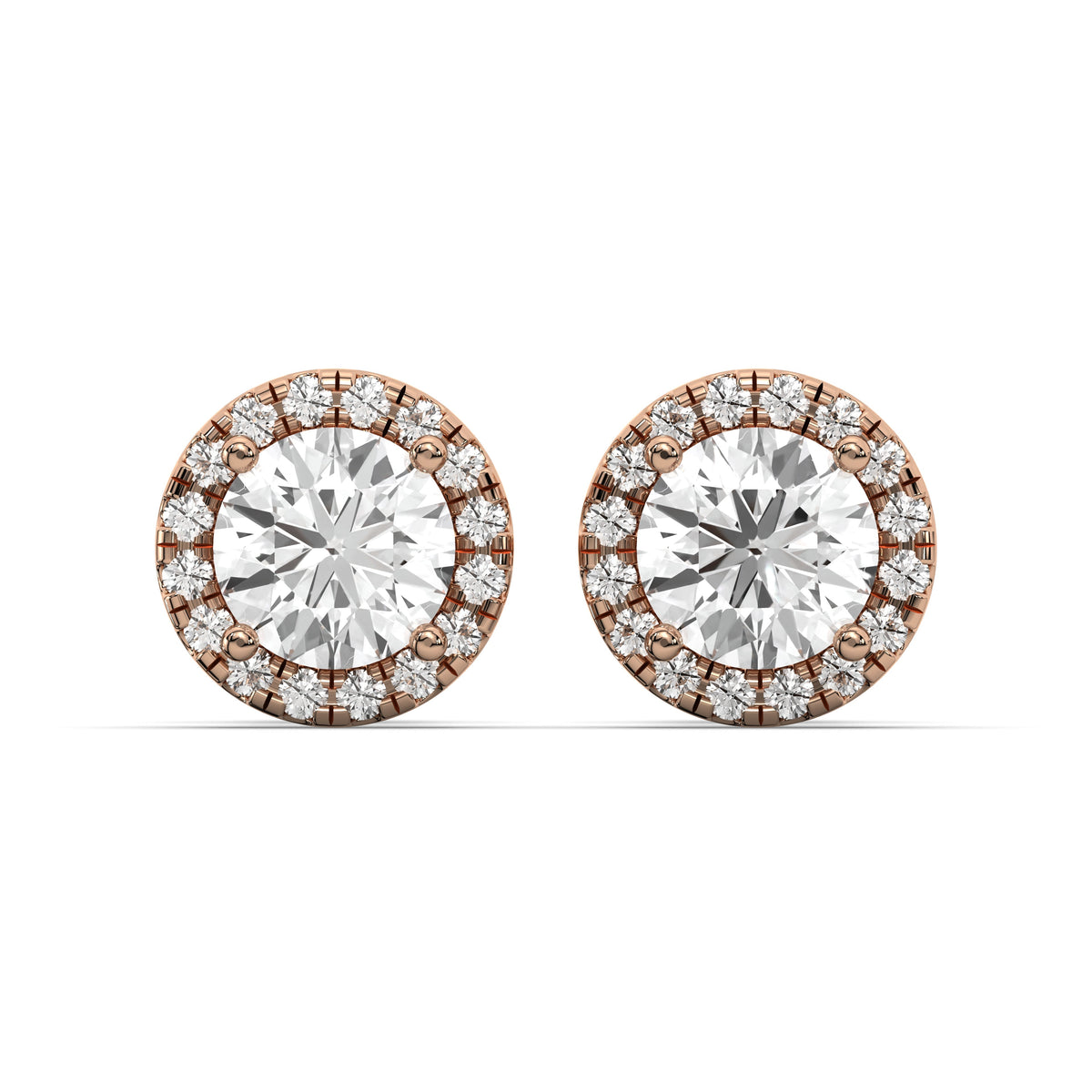 Men's Jewelry - VVS Lab Diamond Halo Stud Earrings For Men | 14K Rose Gold