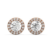 Men's Jewelry - VVS Lab Diamond Halo Stud Earrings For Men | 14K Rose Gold