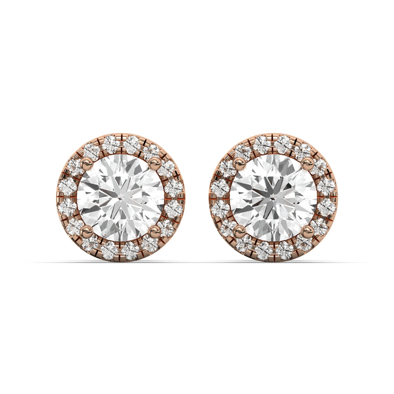 Men's Jewelry - VVS Lab Diamond Halo Stud Earrings For Men | 14K Rose Gold