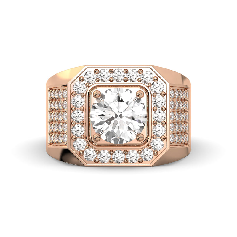 Men's Jewelry - Men's VVS Lab Diamond Ring | Round Brilliant Cut Halo| Rose Gold