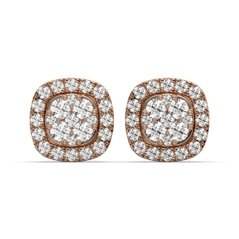 Men's Jewelry - VVS Lab Diamond Cluster Stud Earrings For Men | 14K Rose Gold
