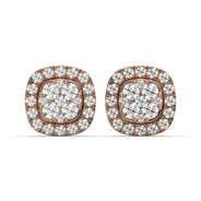 Men's Jewelry - VVS Lab Diamond Cluster Stud Earrings For Men | 14K Rose Gold