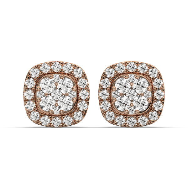 Men's Jewelry - VVS Lab Diamond Cluster Stud Earrings For Men | 14K Rose Gold