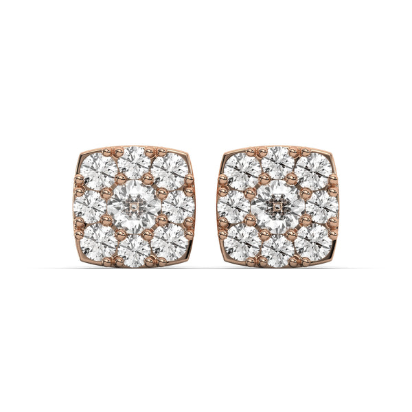 Men's Jewelry - VVS Lab Diamond Cluster Stud Earrings For Men | 14K Rose Gold