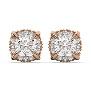 Men's Jewelry - VVS Lab Diamond Halo Stud Earrings For Men | 14K Rose Gold