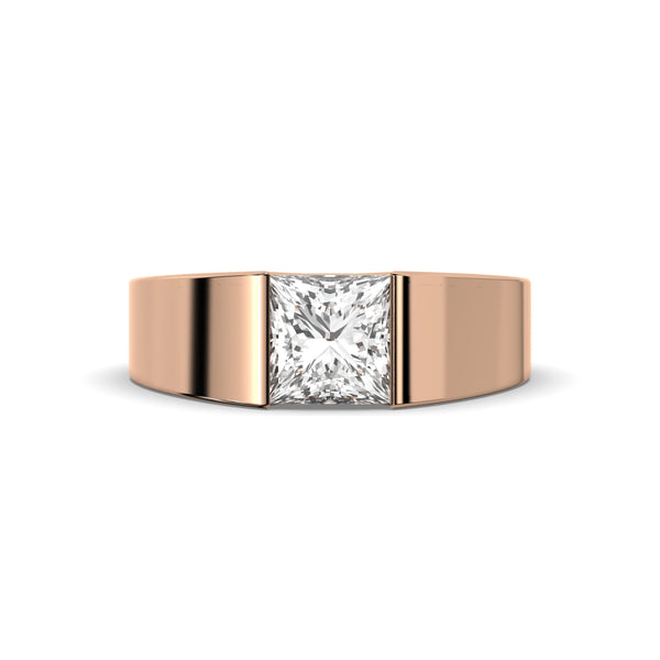 Men's Jewelry - Men's VVS Lab Diamond Princess Cut Solitaire Engagement Ring | Rose Gold