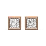 Men's Jewelry - VVS Lab Diamond Princess Cut Stud Earrings For Men | 14K Rose Gold