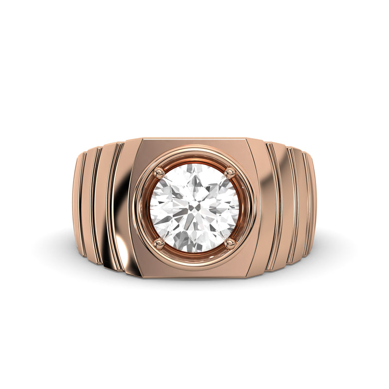 Men's Jewelry - Men's VVS Lab Diamond Round Brilliant Cut Solitaire Engagement Ring | Rose Gold