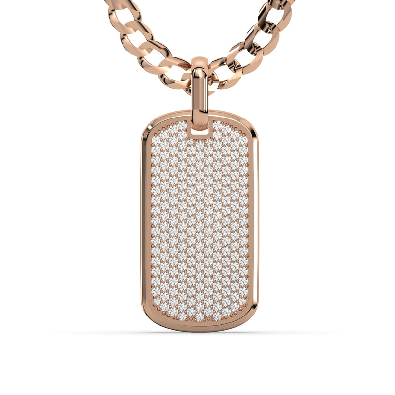 Men's VVS Lab Diamond Customizable Rose Gold Dog Tag Necklace Pendant