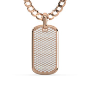 Men's VVS Lab Diamond Customizable Rose Gold Dog Tag Necklace Pendant