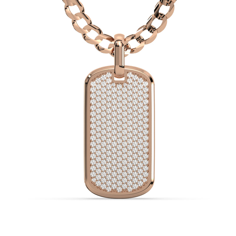 Men's VVS Lab Diamond Customizable Rose Gold Dog Tag Necklace Pendant